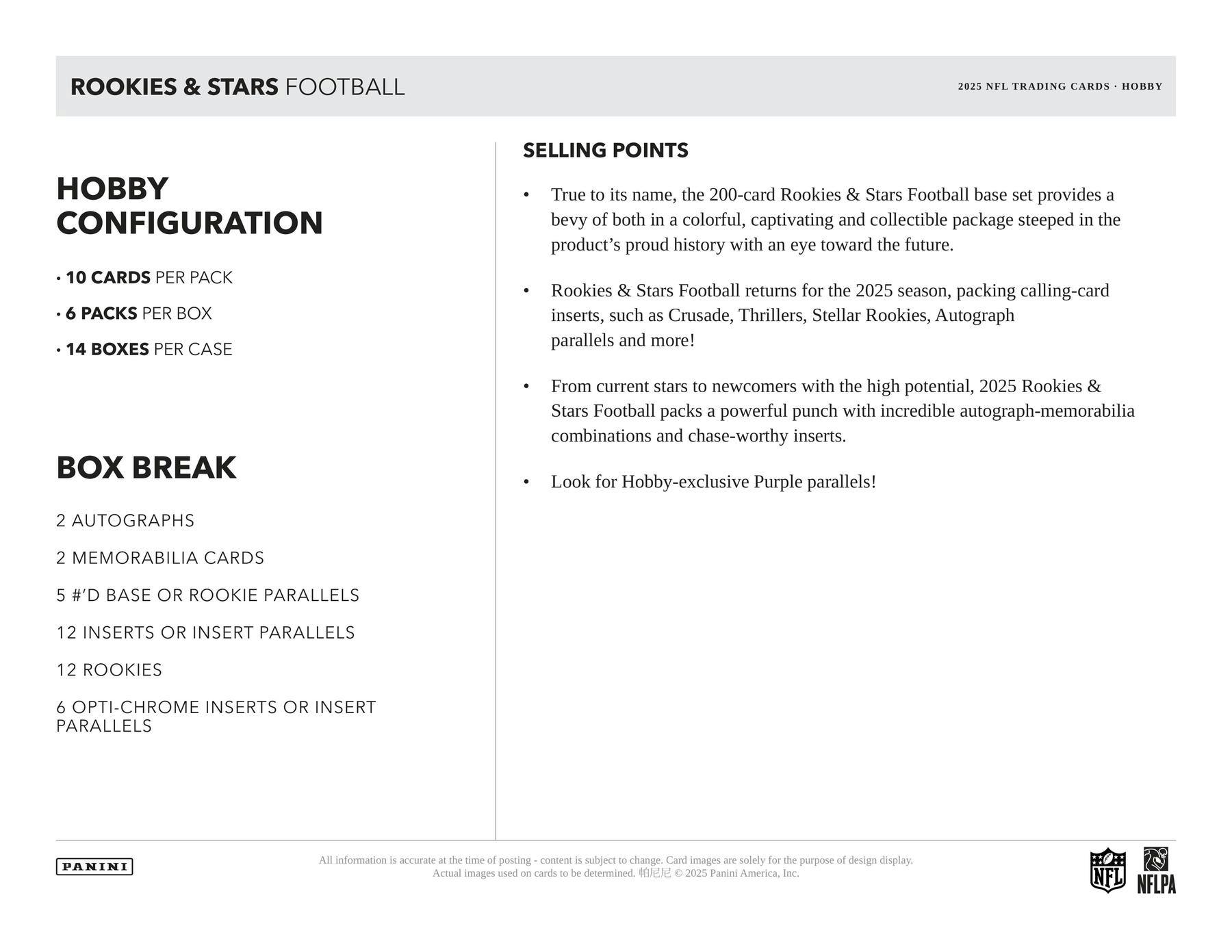 2025 Panini Rookies & Stars Football Hobby Box 746134187810 at King Card Canada