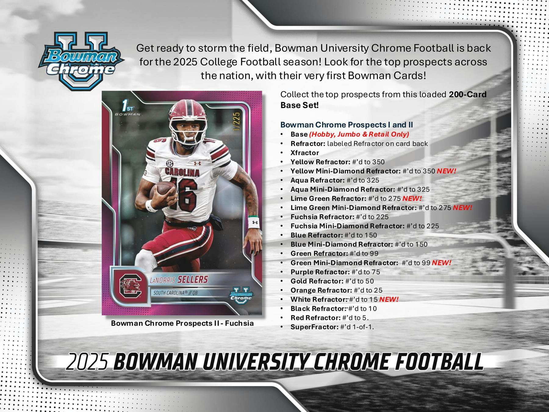 2025 Topps Bowman Chrome University Football Blaster Value Box 88751147793 at King Card Canada