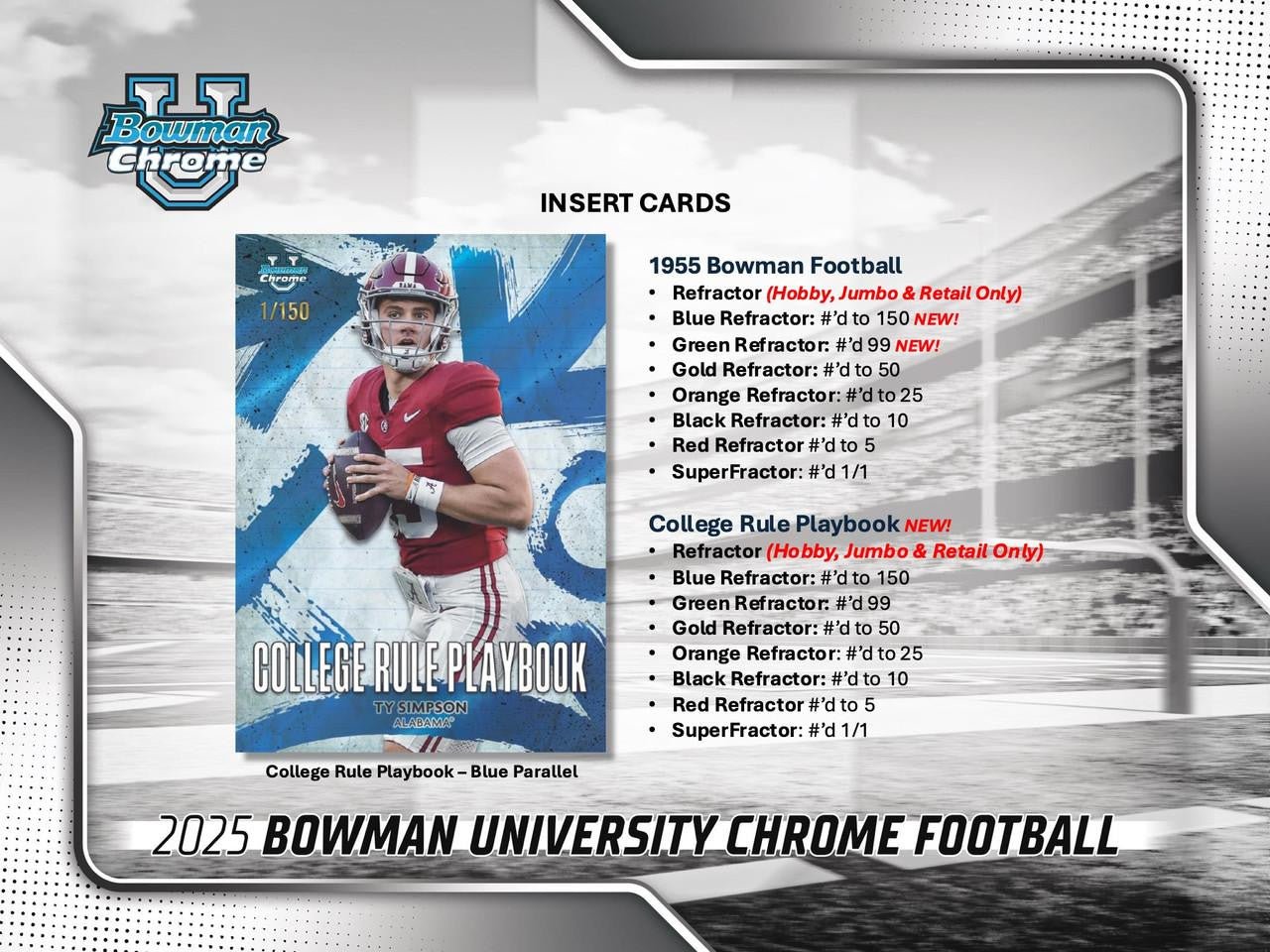 2025 Topps Bowman Chrome University Football Mega Box 887521147755 at King Card Canada