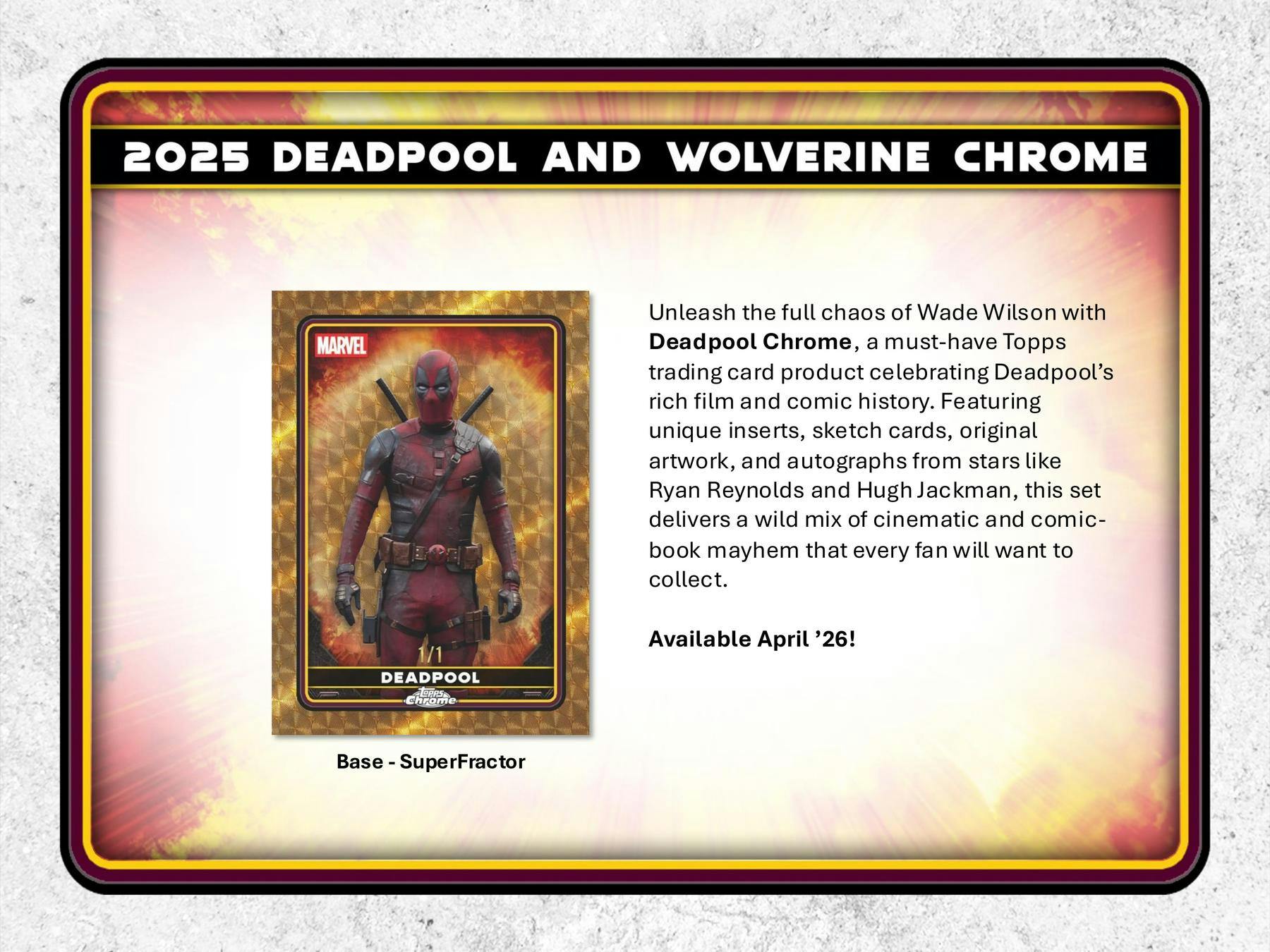 2025 Topps Chrome Deadpool Trading Cards Blaster Value Box 887521148608 at King Card Canada