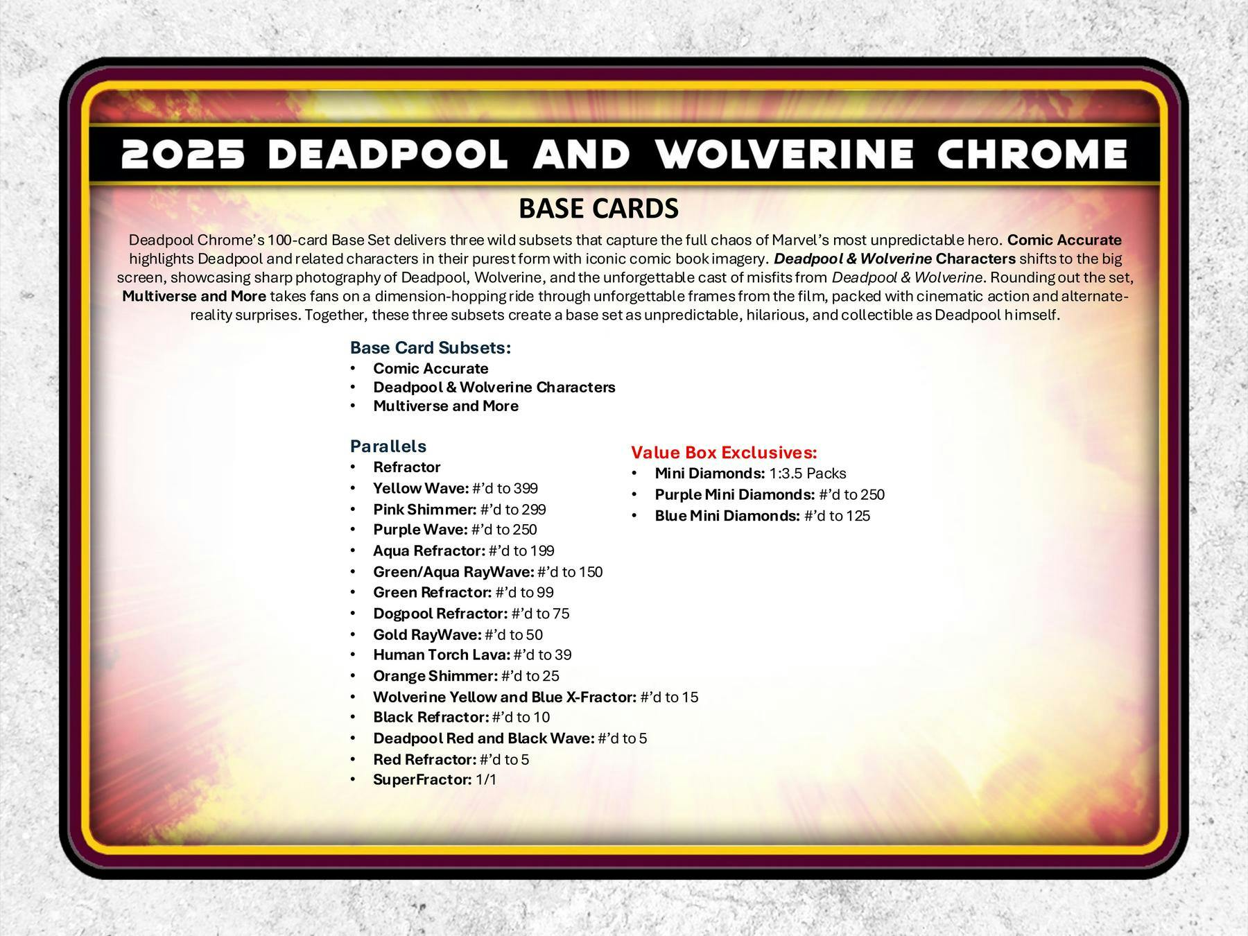 2025 Topps Chrome Deadpool Trading Cards Blaster Value Box 887521148608 at King Card Canada