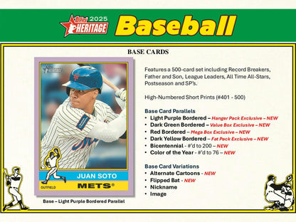 2025 Topps Heritage Baseball Blaster Value Box 887521135523 at King Card Canada