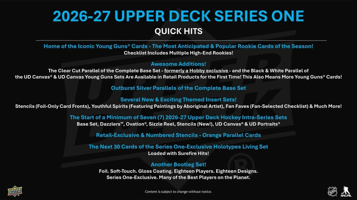 2026-27 Upper Deck Series 1 Hockey Collector's Tin 053334542739 at King Card Canada