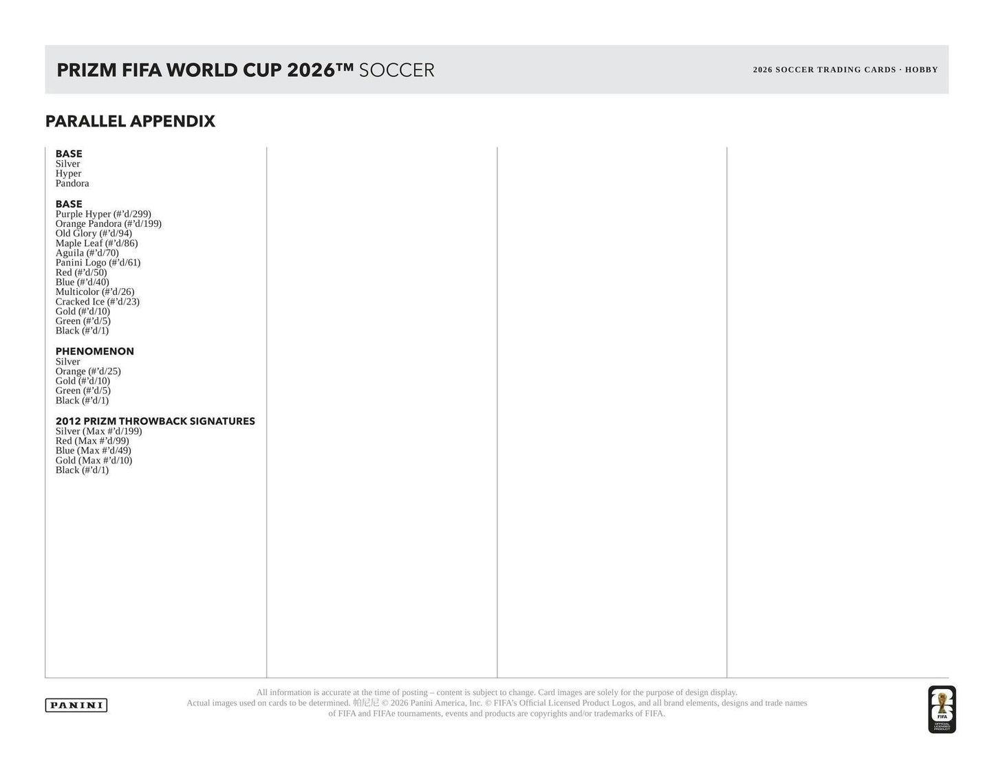 2026 Panini Prizm FIFA World Cup Soccer Hobby Box 7461341942529 at King Card Canada