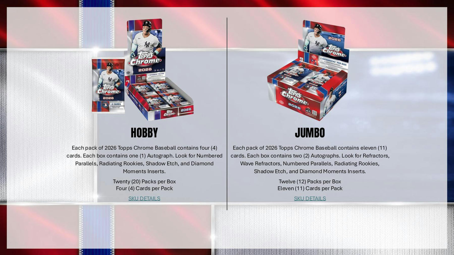 2026 Topps Chrome Baseball Hobby Jumbo Box 887521159482 at King Card Canada
