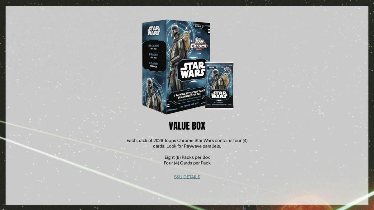 2026 Topps Chrome Star Wars Blaster Value Box 887521161201 at King Card Canada