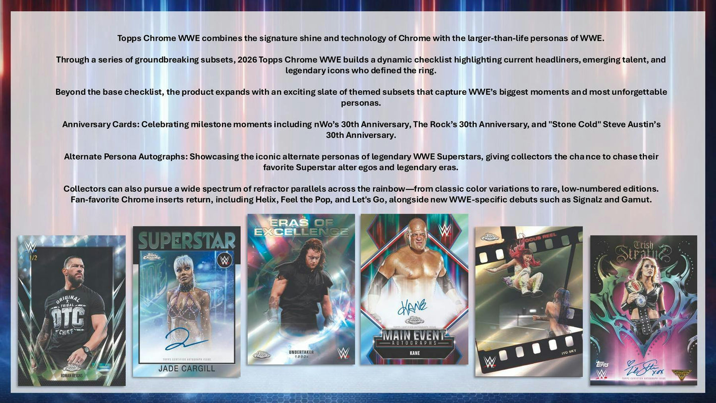 2026 Topps Chrome WWE Blaster Value Box 887521152247 at King Card Canada