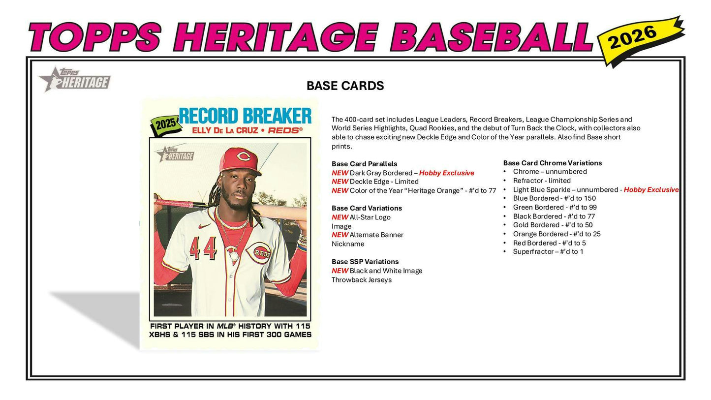 2026 Topps Heritage Baseball Hobby Box 887521155187 at King Card Canada