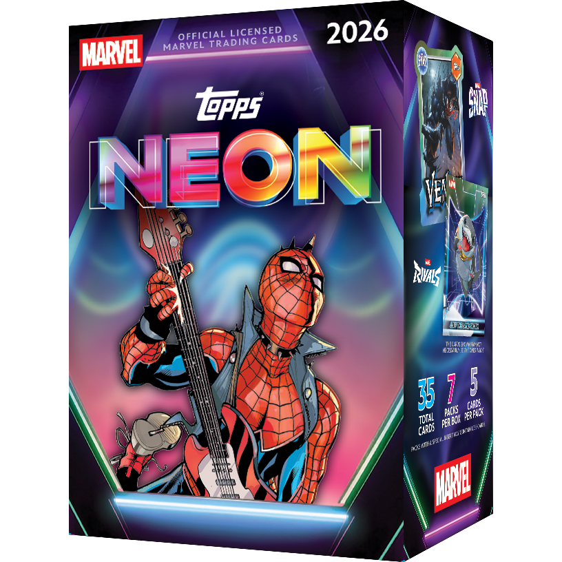 2026 Topps Neon Marvel Trading Cards Value Box with neon Spider-Man artwork