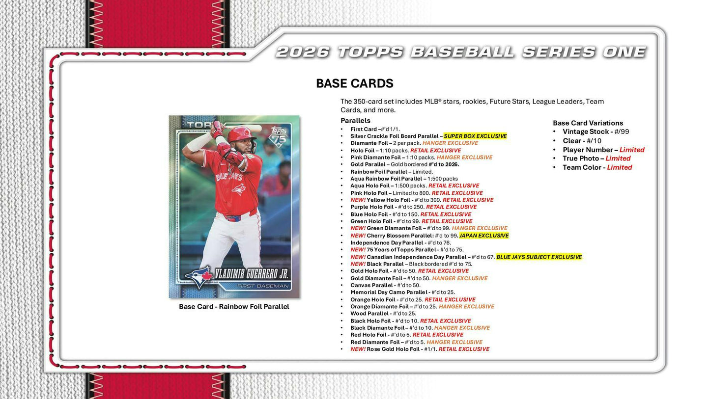 2026 Topps Series 1 Baseball Blaster Value Box 887590154753 at King Card Canada