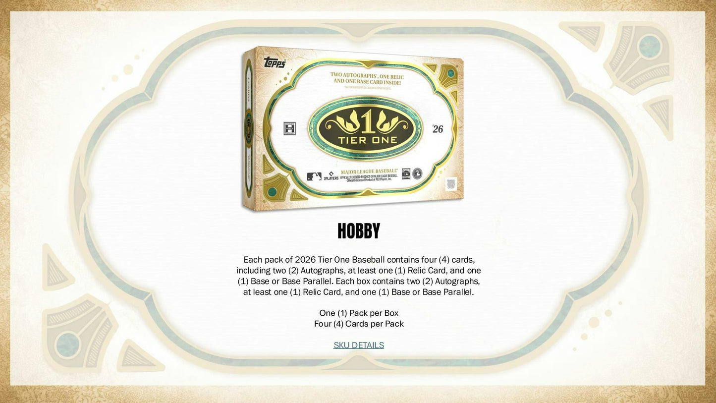 2026 Topps Tier One Baseball Hobby Box 887521156276 at King Card Canada