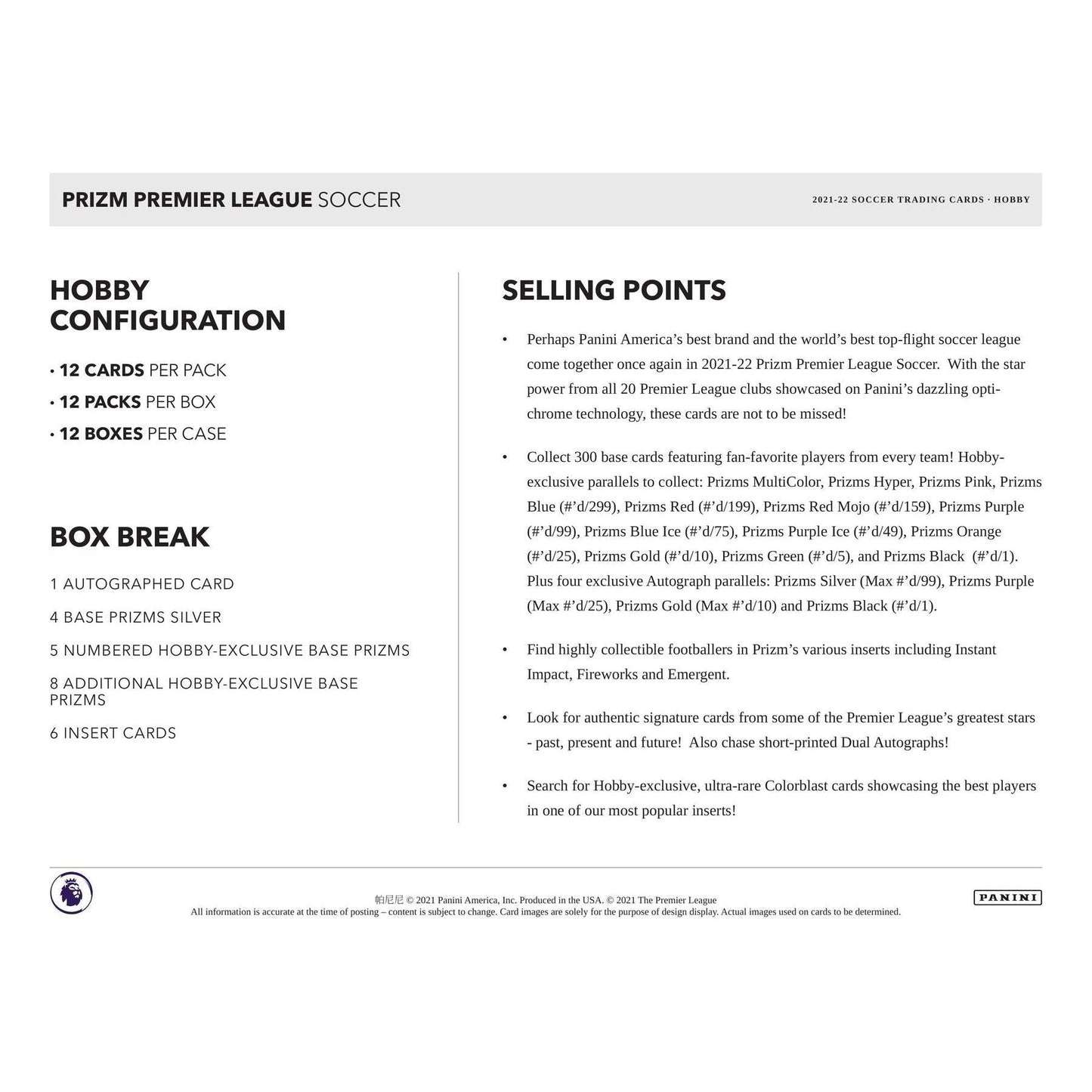2021-22 Panini Prizm English Premier League Soccer Hobby Box - King Card Canada