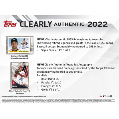 2022 Topps Clearly Authentic Baseball Hobby Box - King Card Canada