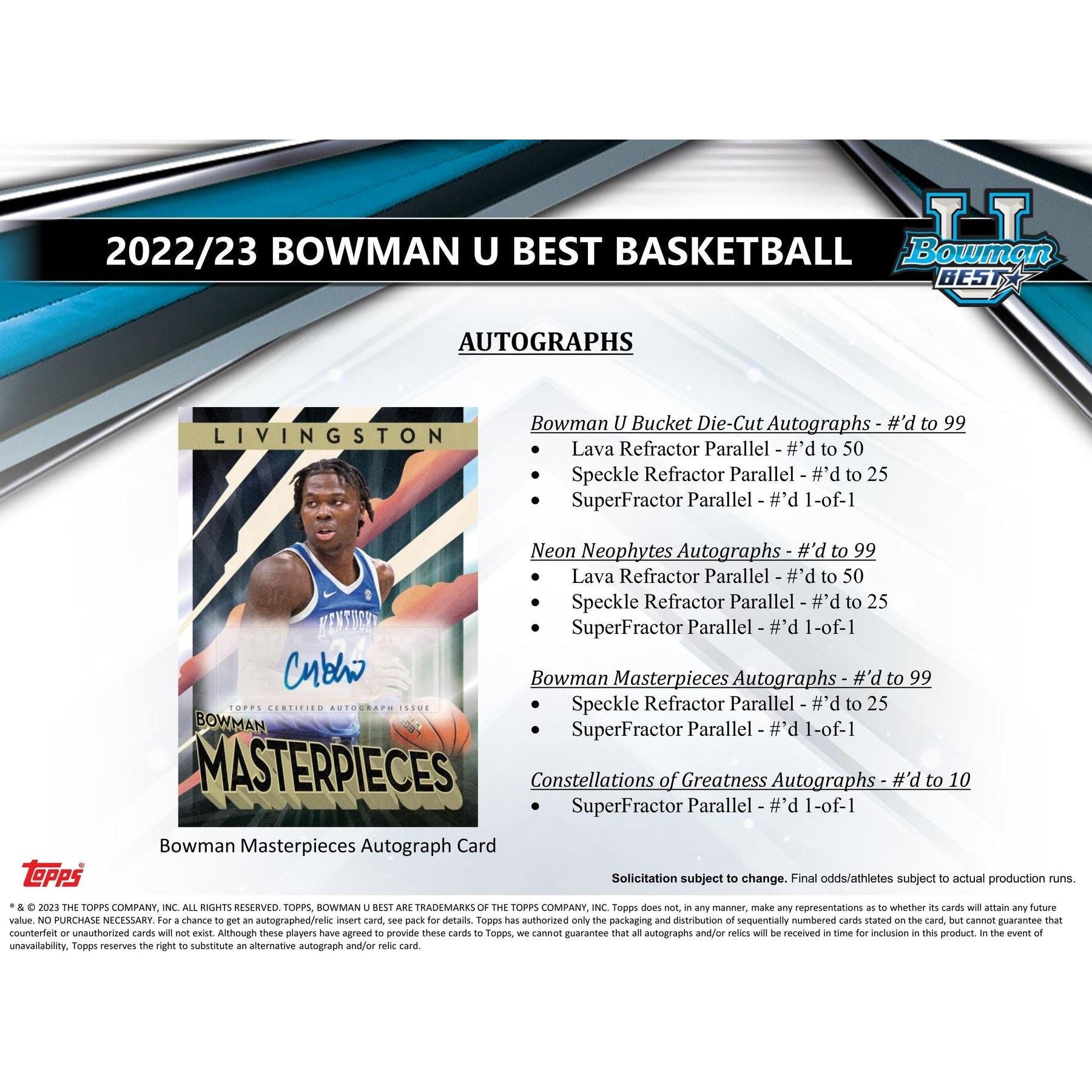 2022-23 Topps Bowman Best University Basketball Master Hobby Box - King Card Canada