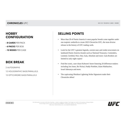 2023 Panini Chronicles UFC Hobby Box - King Card Canada
