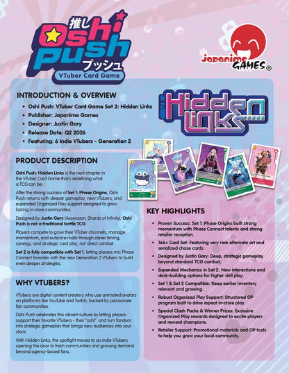 Oshi Push VTuber Trading Card Game Booster Box - Hidden Links (Gen 2) 0703558842060 at King Card Canada