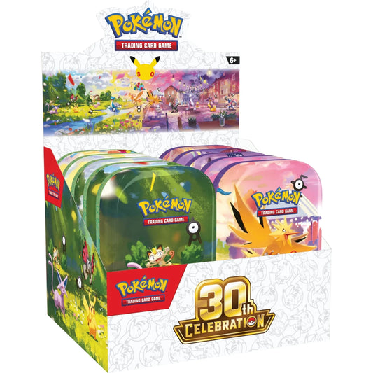 Pokemon 30th Celebration Mini Tins Display Box 0196214159099 at King Card Canada