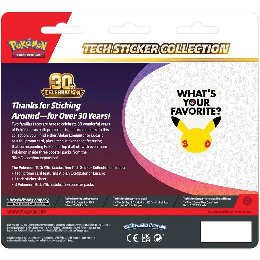 Pokemon 30th Celebration Tech Sticker Collection (Lucario) 0196214158771 at King Card Canada