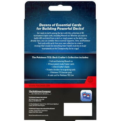 Back of the Pokemon Deck Crafter's Collection box listing the included cards and accessories