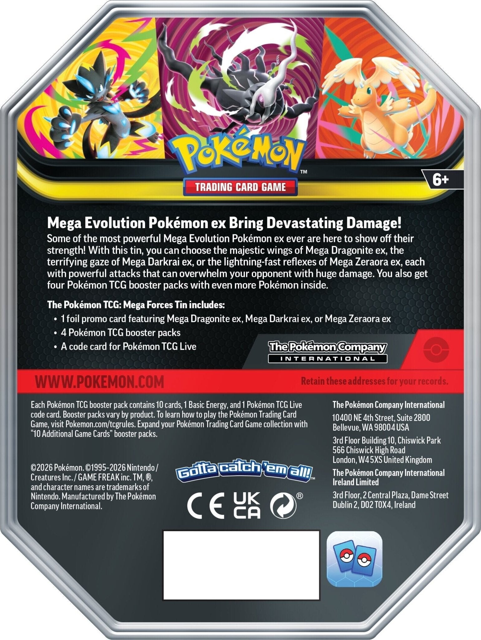 Pokemon Mega Forces Tin (Mega Dragonite) [PRE-ORDER - 08/28/2026] 0196214157910 at King Card Canada