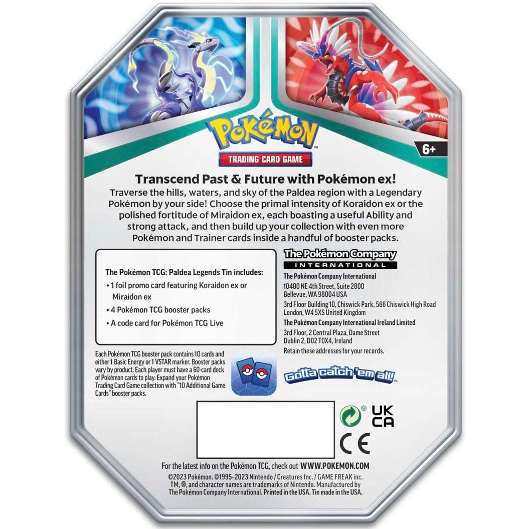 Pokemon Paldea Legends Tin (Koraidon) 0820650852909 at King Card Canada