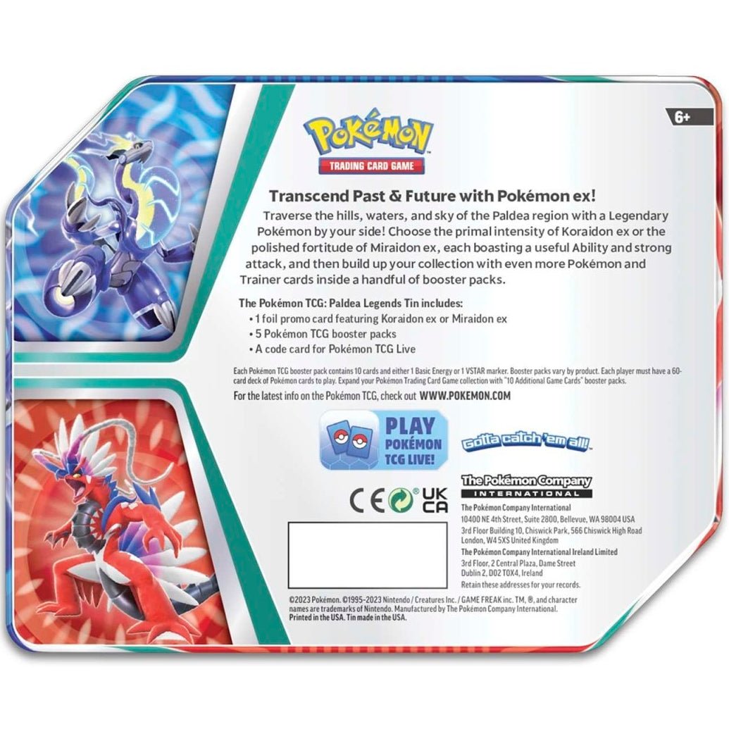 Pokemon Paldea Legends Tin (Miraidon) 0820650852862 at King Card Canada