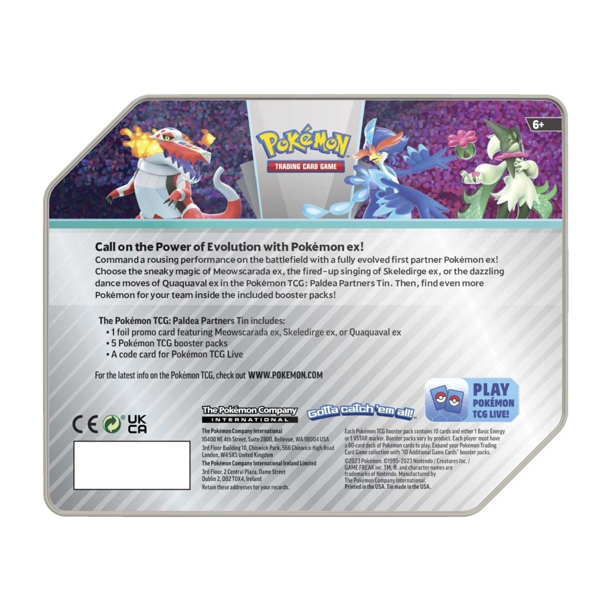 Pokemon Paldea Partners Tin (Meowscarada) 820650852930 - King Card Canada