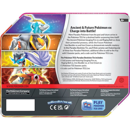 Pokemon Paradox Destinies Tin (Raging Bolt) 0820650858406 at King Card Canada