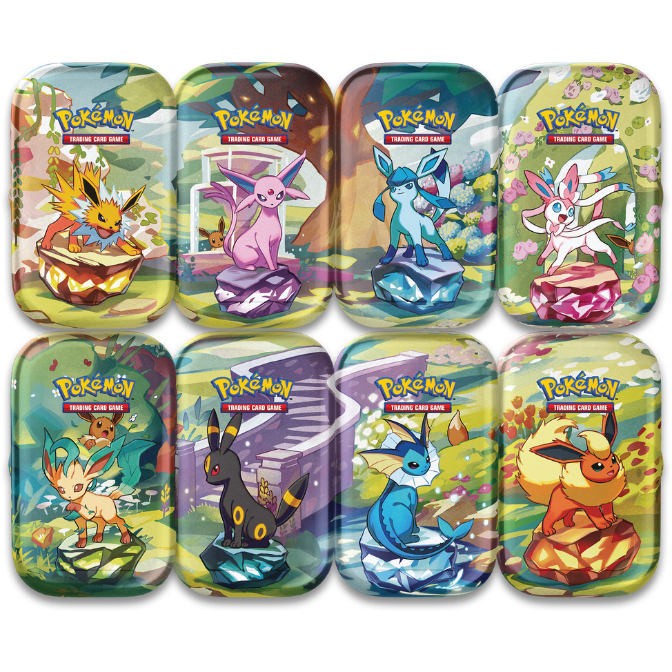 Pokemon Prismatic Evolutions Mini Tins Display Box 0196214118690 at King Card Canada