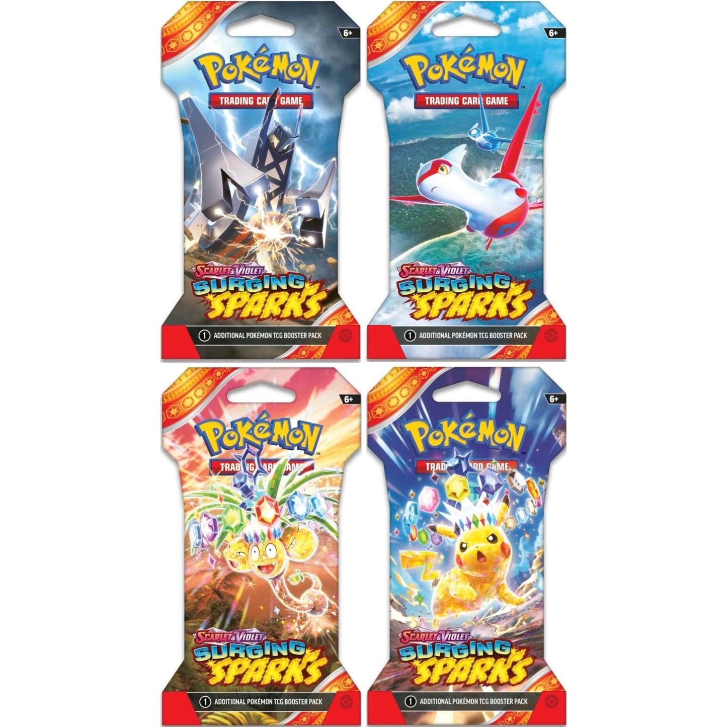 Pokemon Surging Sparks Bundle of 4 Sleeved Booster Packs (1 of each design) [PRE - ORDER - 11/08/2024] 0820650859328 - King Card Canada