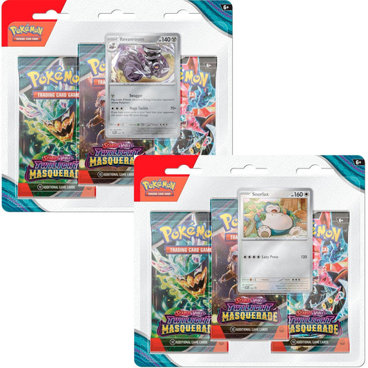Pokemon Twilight Masquerade 3-Pack Blister Set Bundle (Revavroom & Snorlax) [PRE-ORDER - 05/24/2024] 0820650857836 - King Card Canada