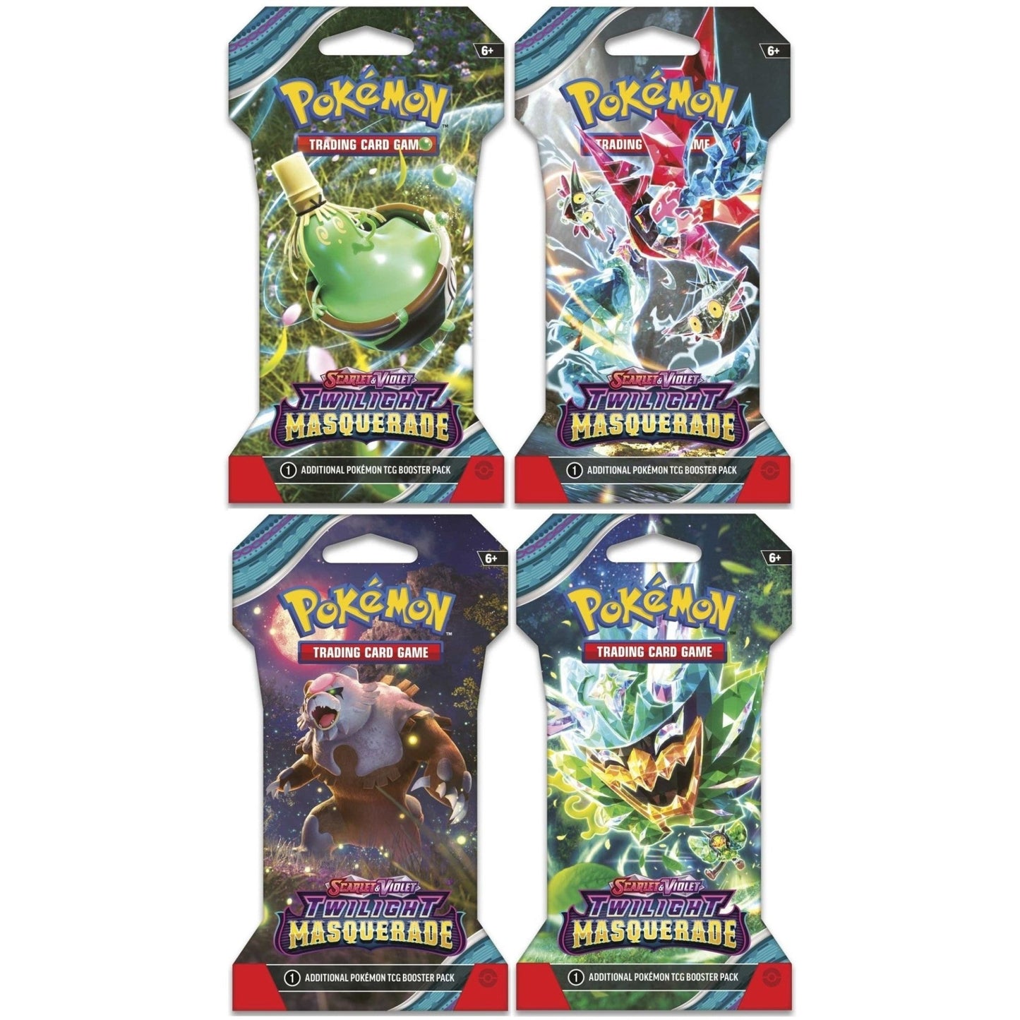 Pokemon Twilight Masquerade Bundle of 4 Sleeved Booster Packs (1 of each design) [PRE-ORDER - 05/24/2024] 0820650412493 - King Card Canada