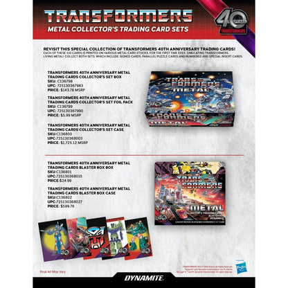 Transformers 40th Anniversary Metal Trading Cards Blaster Box 725130368010 at King Card Canada