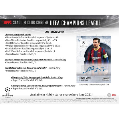 2020-21 Topps Stadium Club Chrome UEFA Champions League Soccer Hobby Box 887521100194 - King Card Canada