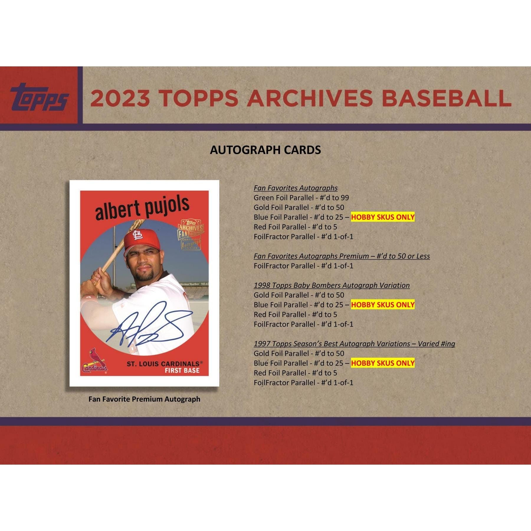 2023 Topps Archives Baseball Hobby Box 887521120376 - King Card Canada