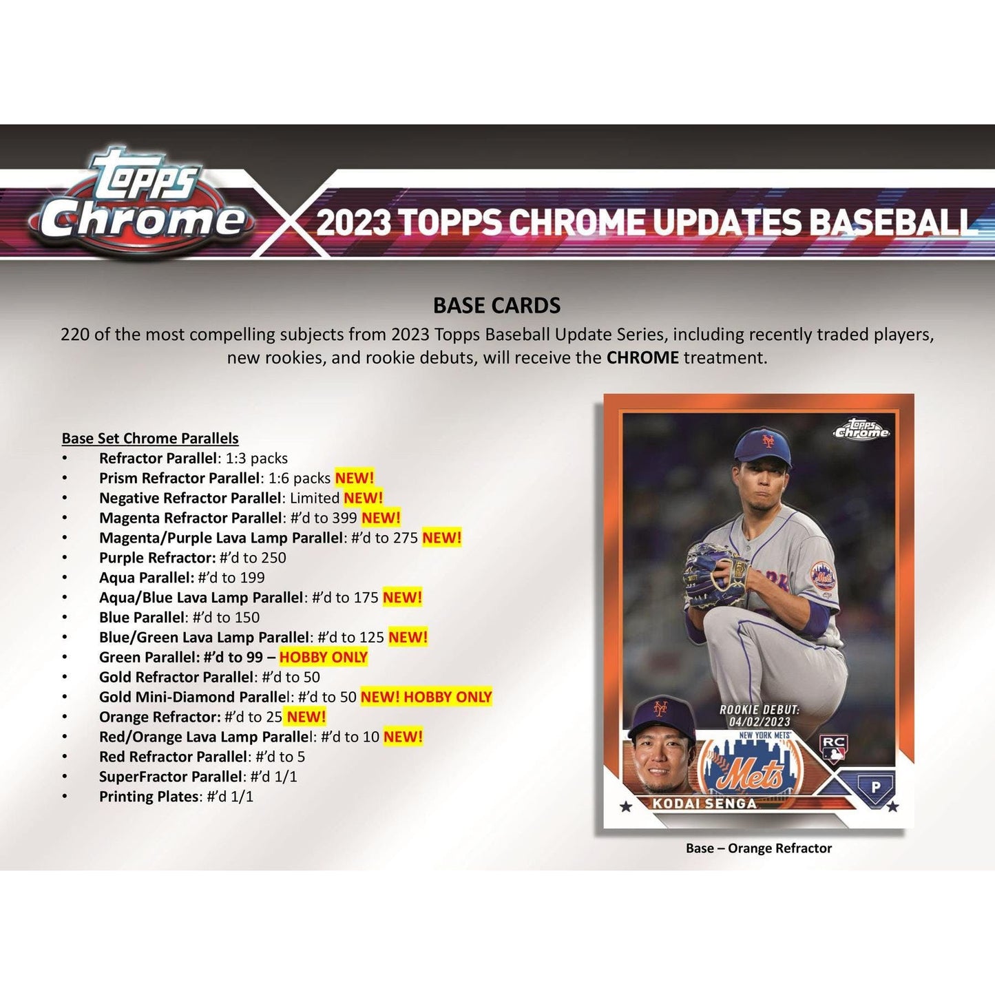 2023 Topps Chrome Baseball Update Series Hobby Box 887521122370 - King Card Canada