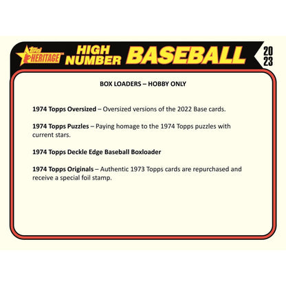 2023 Topps Heritage High Number Baseball Hobby Box 887521122257 - King Card Canada