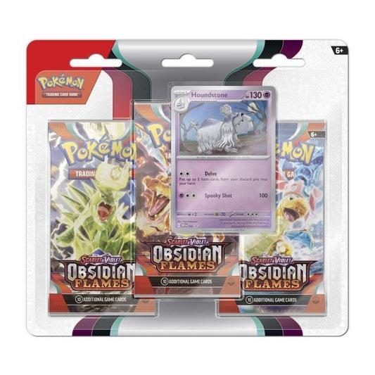 Pokemon Obsidian Flames 3-Pack Blister Set, with Houndstone Promo Card - King Card Canada